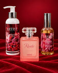 image des 3 produits de l'ensemble parfum de rose