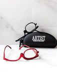 Image des deux lunettes ARTIST rouge et noire