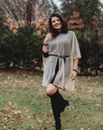 Poncho fermé JOELLE COLLECTION -Filet beige à pois