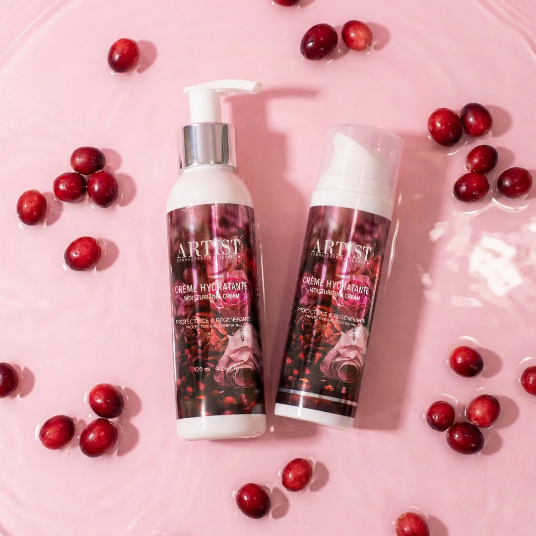 image des deux formats de crème hydratante à la Canneberge du québec