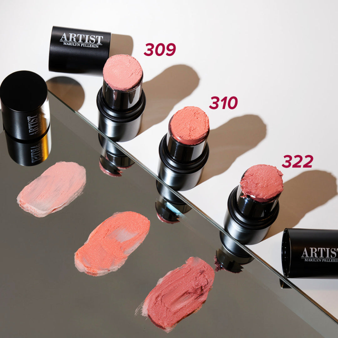 échantillon des couleurs de baume à joues et lèvres en bâton ARTIST
