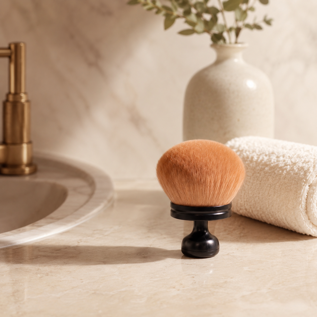 image de la brosse pour le corps poudre dans son environnement