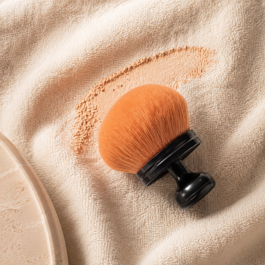 image de la brosse pour le corps poudre sur une serviette