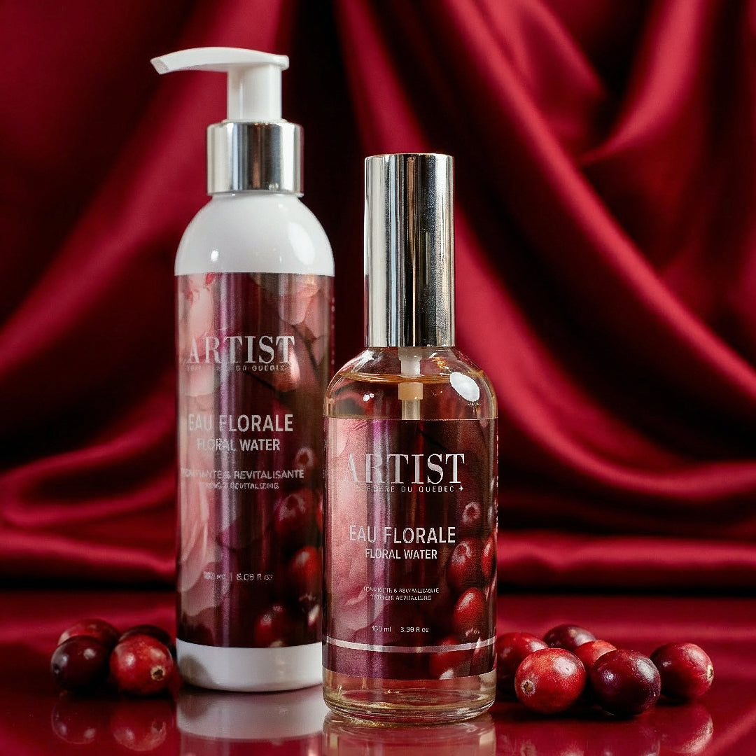 image des deux formats d'eau florale Canneberge