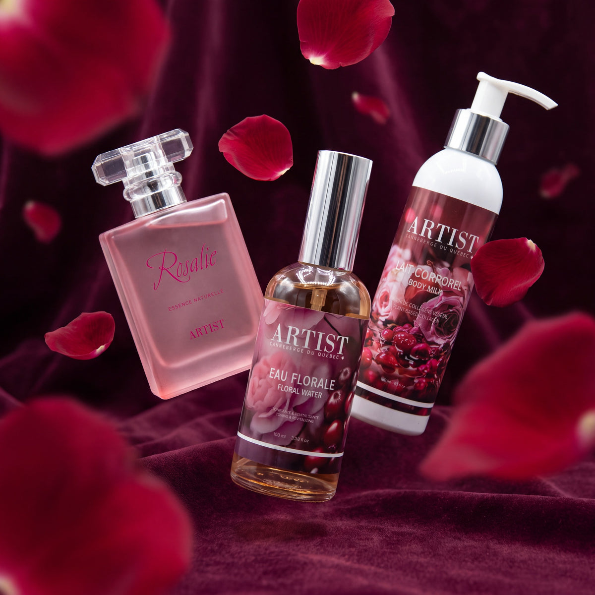 Ensemble parfum de rose