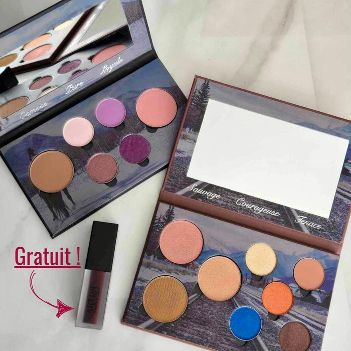 Image de deux palettes de maquillage avec son velours à lèvres ARTIST