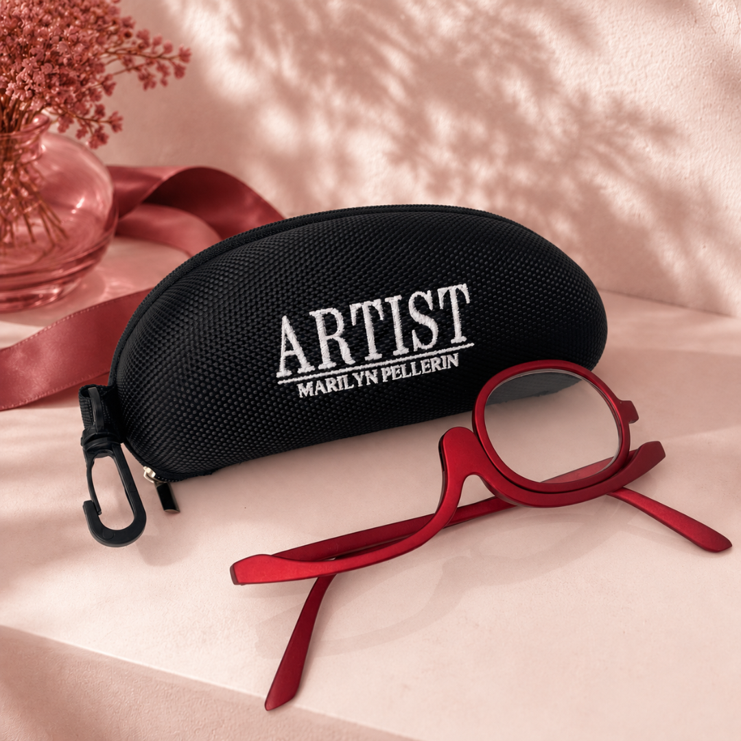 image de la lunette de maquillage rouge et son étui