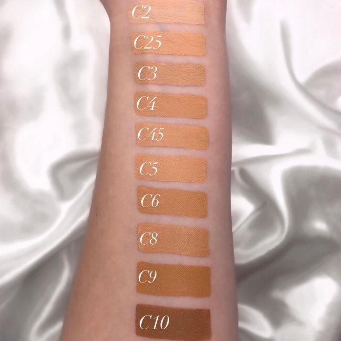 Fond de teint liquide doré ARTIST - Swatch des différentes teintes